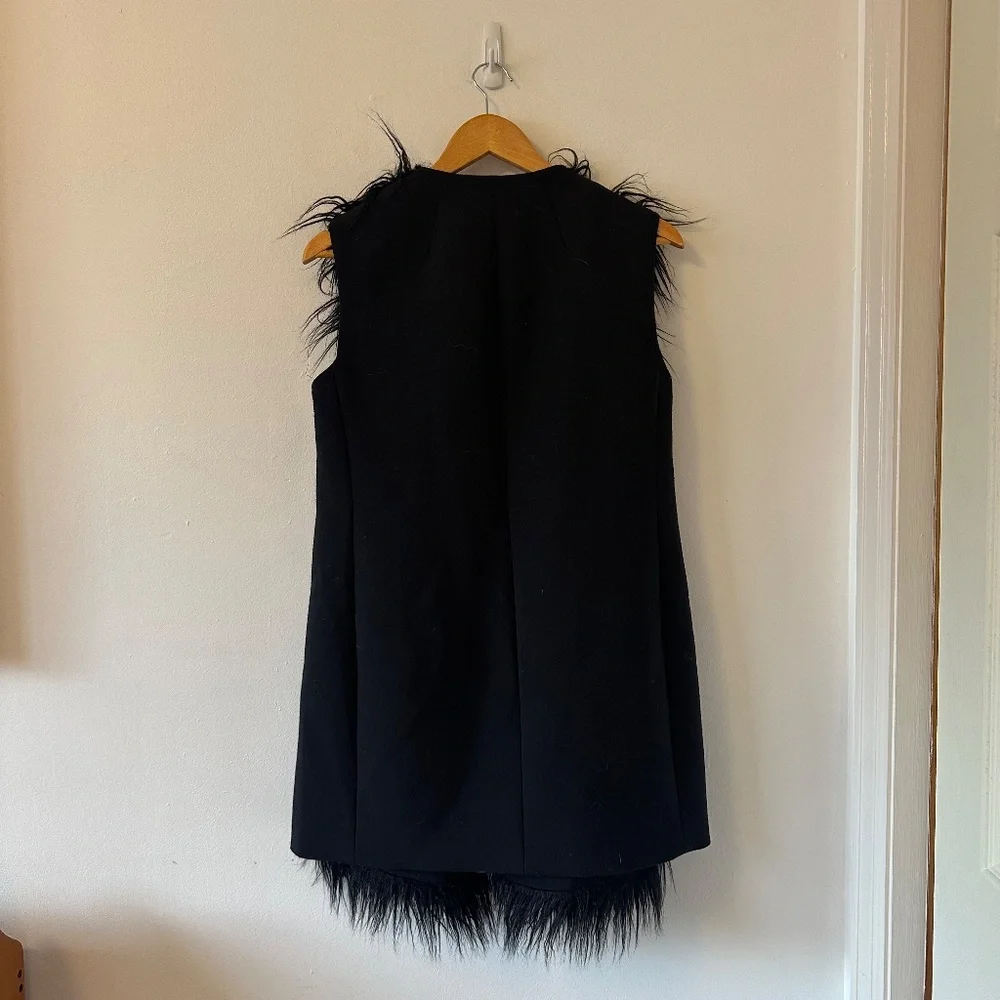 Theory Nyma Shaggy Long Vest in Black Faux Fur | Size Small - Picture 6 of 9